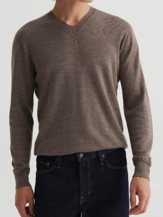 BRAND NEW AG Jeans Brown Classic Long Sleeve V Neck Sweater XL - Picture 8 of 10